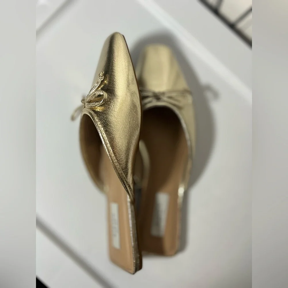 NWOT Steven by Steve Madden New York Gold Metallic Callandra Flat Mule Women’s 9 - Picture 4 of 7